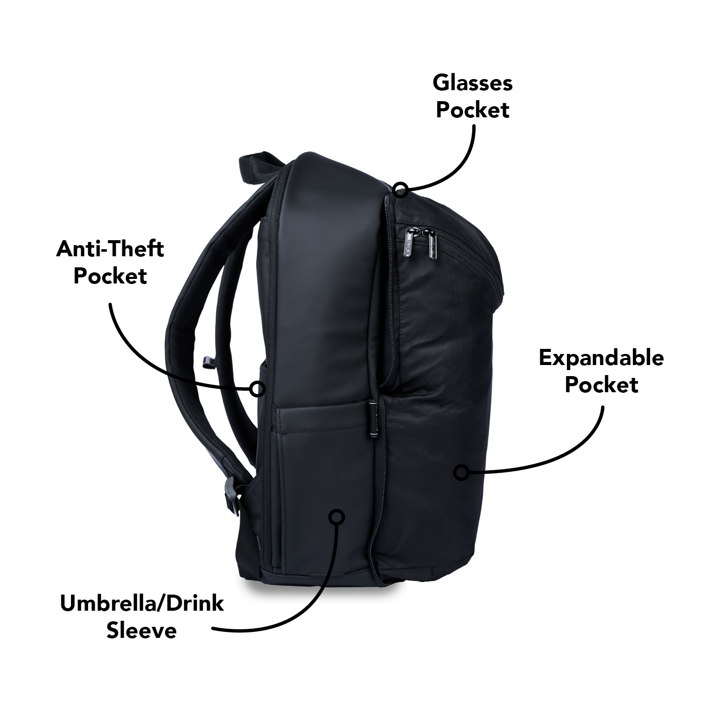 Expandable Backpack - Midnight Black