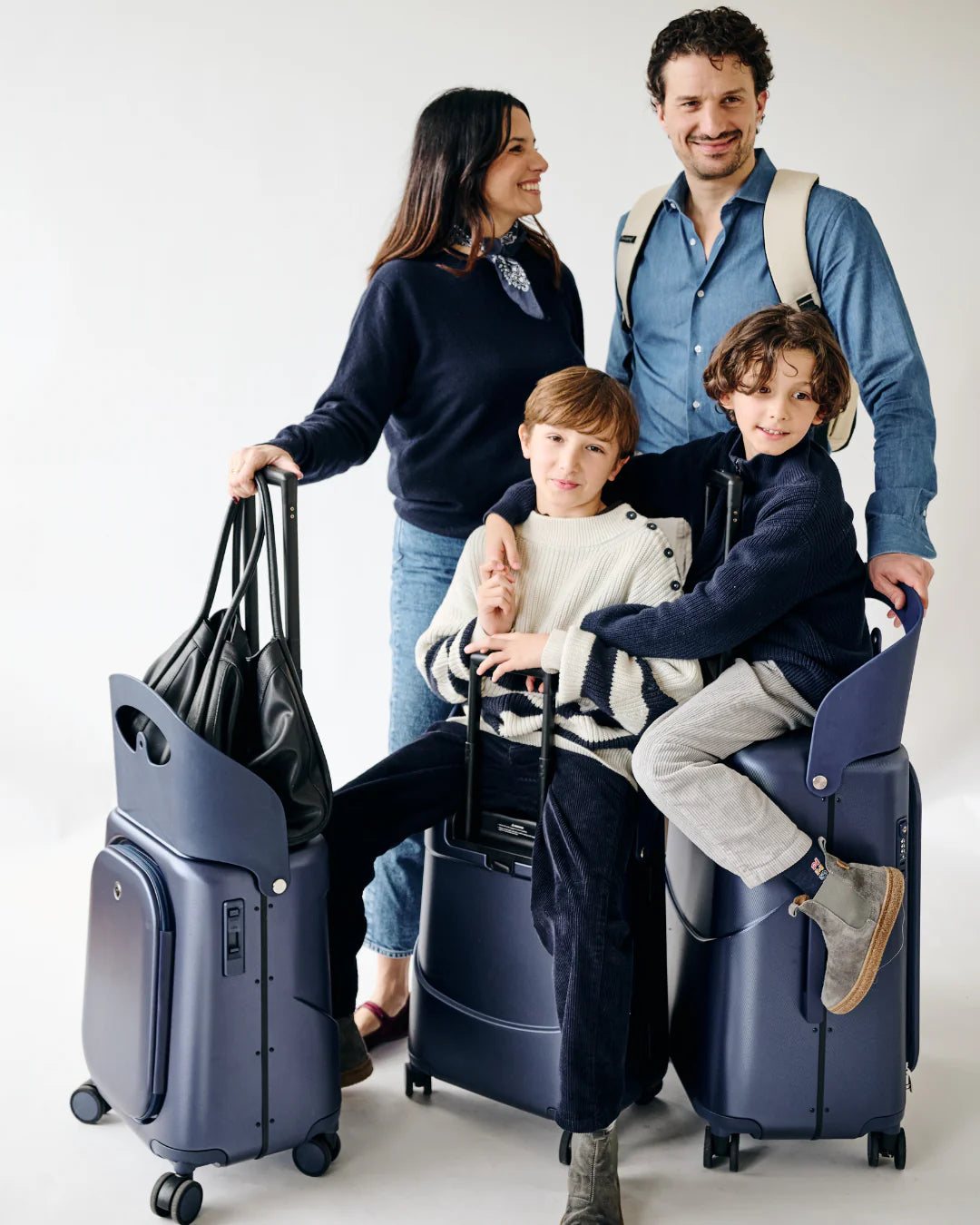A family with a Navy Blue set
